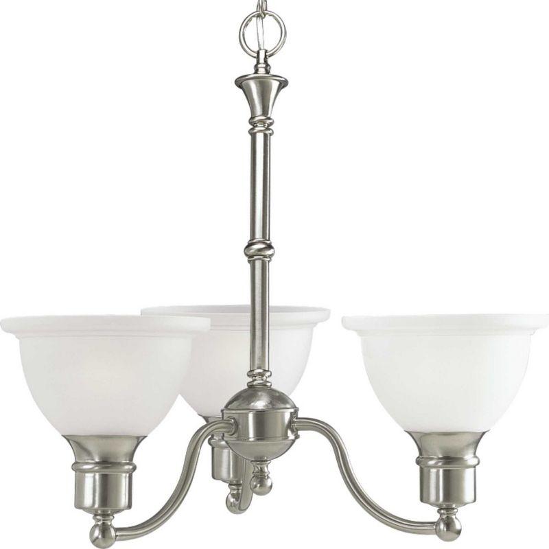 Madison Brushed Nickel 3-Light Chandelier with Etched Glass Shades