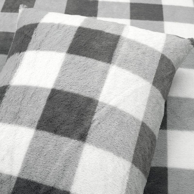 Plaid Faux Fur Microfiber 2 Piece Comforter Set (Set of 2)