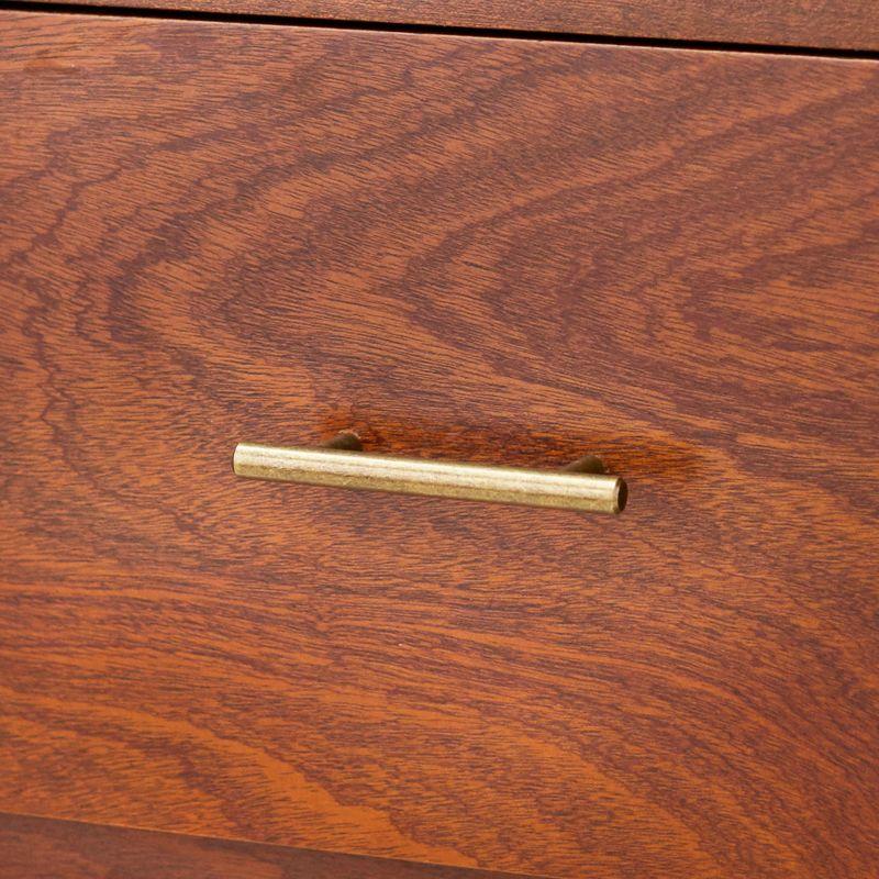 Buylateral Margo Mid Century Modern Desk Walnut: Mid-Century Modern, Pine Wood, Brass Tone Handles, 2 Drawers
