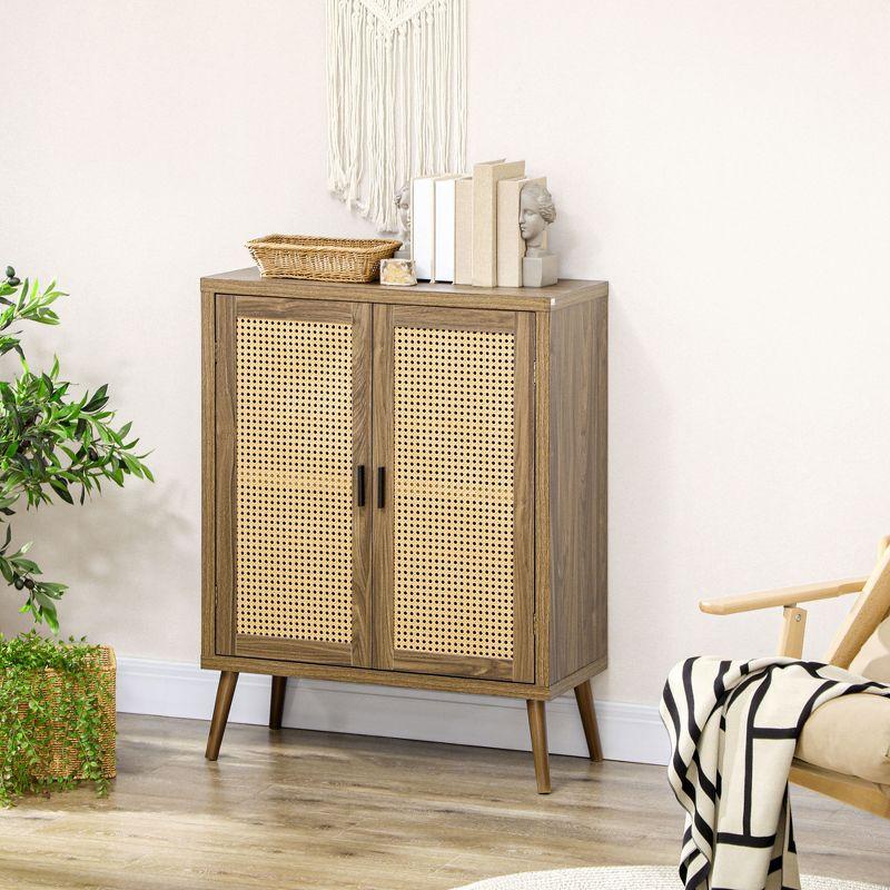 Bayou Breeze HOMCOM Sideboard Buffet Cabinet With Rattan Doors, Brown