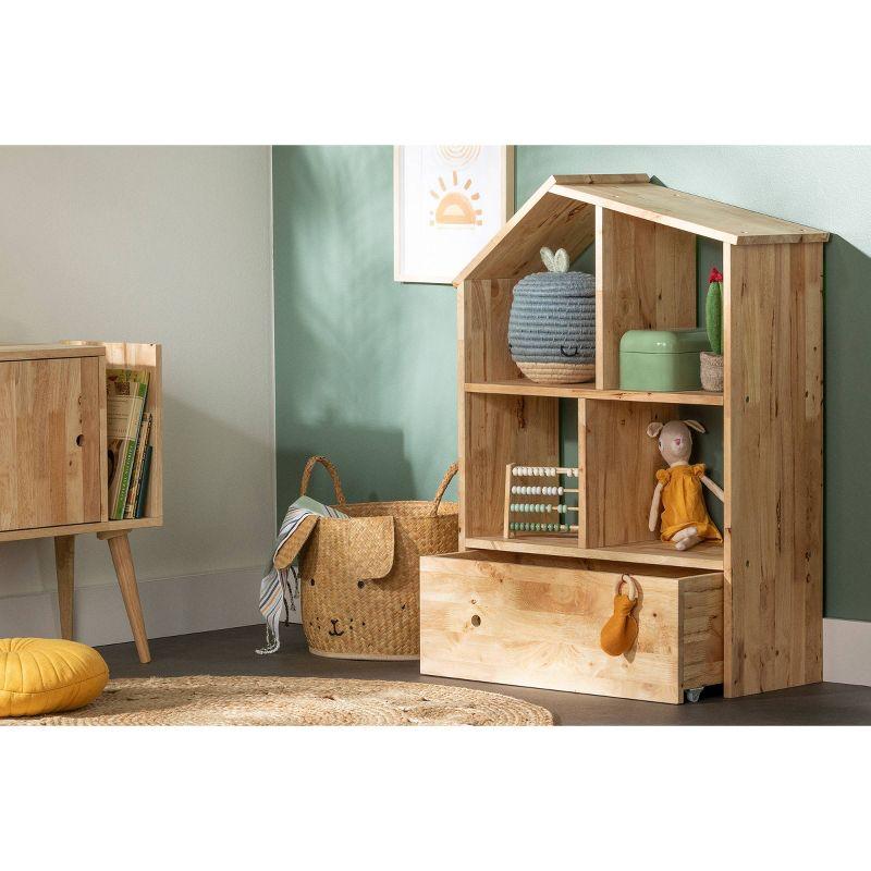 Natural Wood Kids Bookcase with Storage Cubes