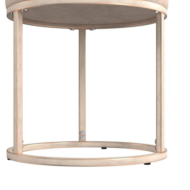 18" Swanson Backless Upholstered Metal Vanity Stool Bone White - Hillsdale Furniture: Round Padded Seat, Modern Design