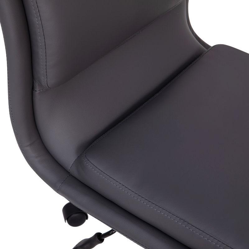 Flash Furniture Madigan Mid-Back Armless Swivel Task Office Chair with LeatherSoft and Adjustable Chrome Base, Gray