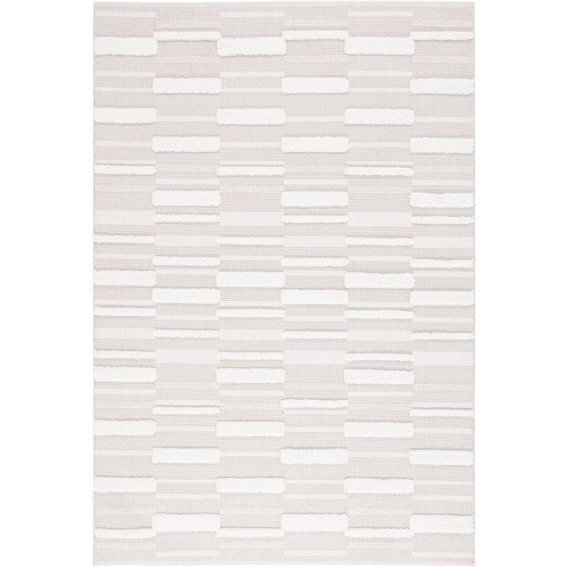 Ivory Geometric Soft Synthetic 4' x 6' Area Rug