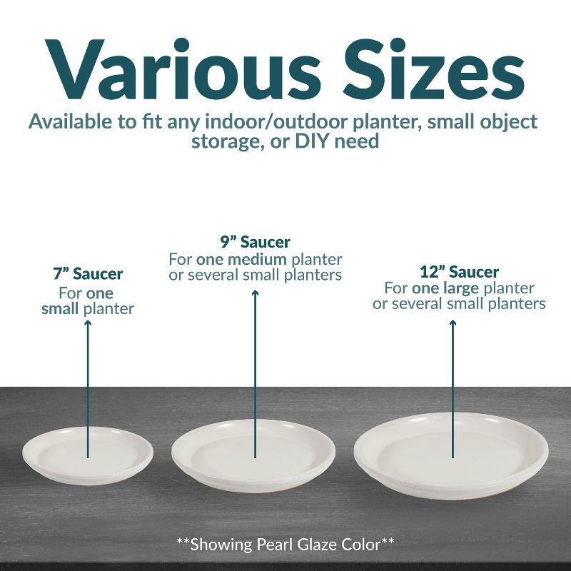 Sunnydaze High-Fired Glazed UV- and Frost-Resistant Ceramic Outdoor Flower Pot Saucer - 9" Diameter - Forest Lake Green - 2-Pack
