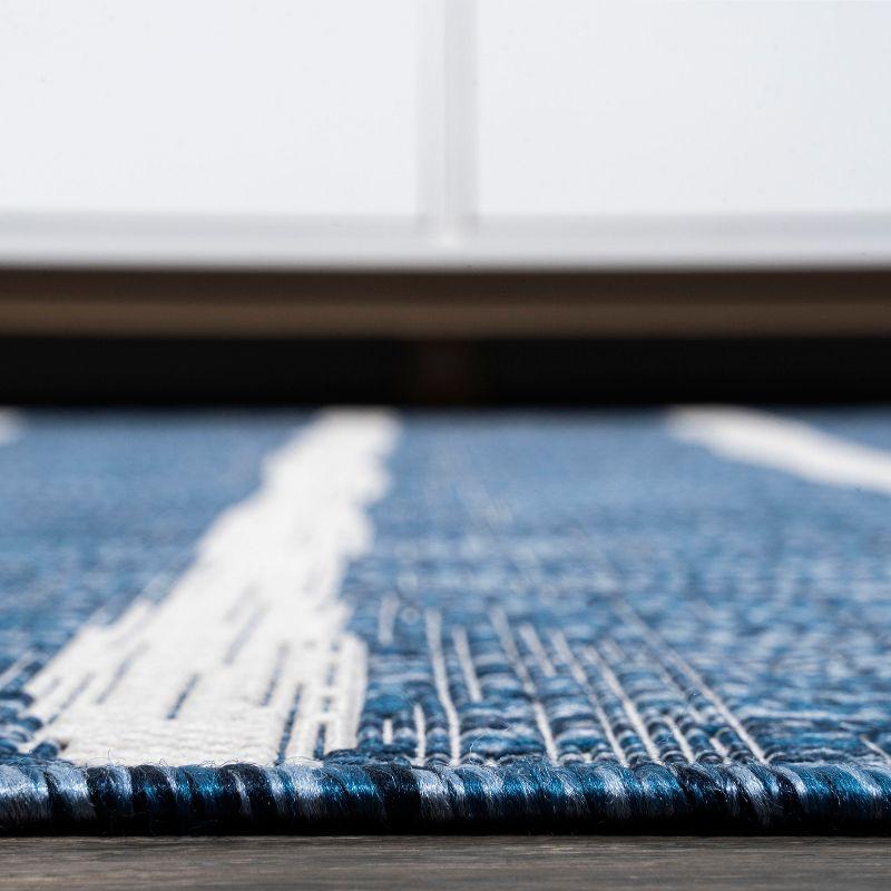 2'x10' Colonia Berber Stripe Indoor/Outdoor Runner Rug, Blue/Ivory - JONATHAN Y