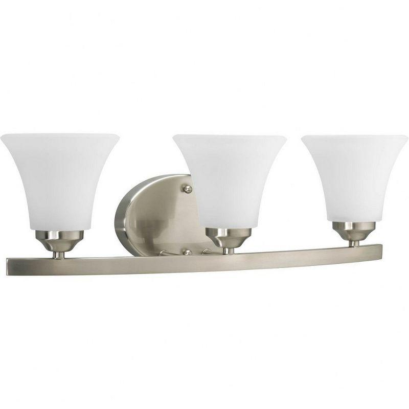 Progress Lighting Adorn Collection 3-Light Bath Fixture, Brushed Nickel, Etched Glass Shade