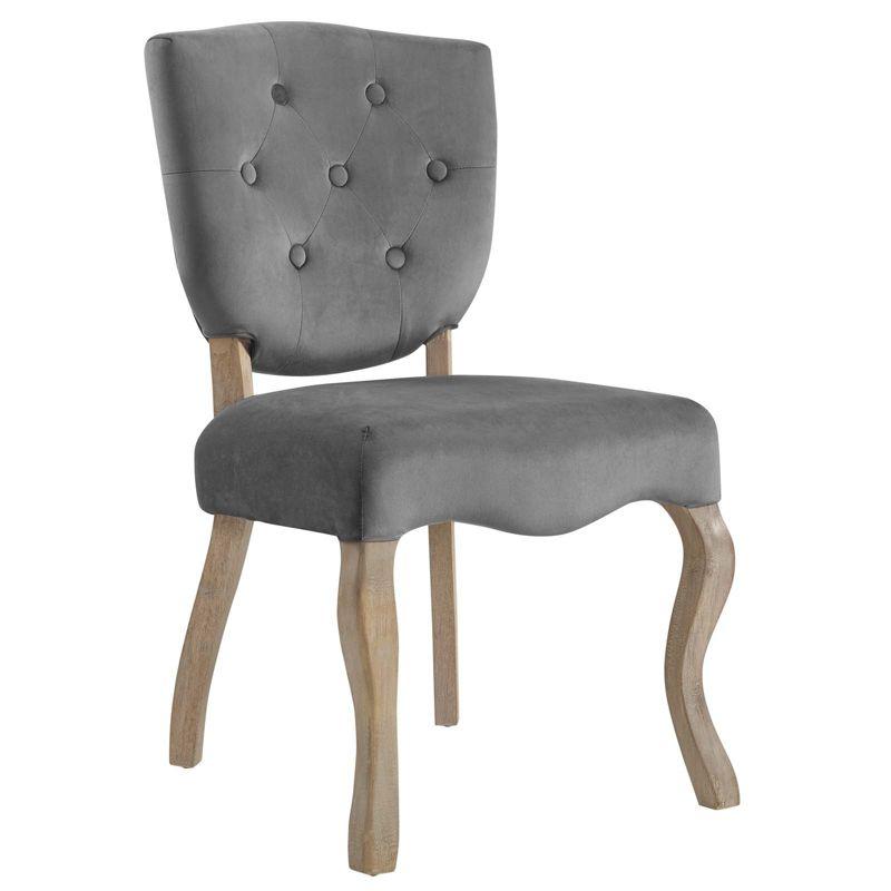 Modway Array Vintage French Performance Velvet Dining Side Chair Gray
