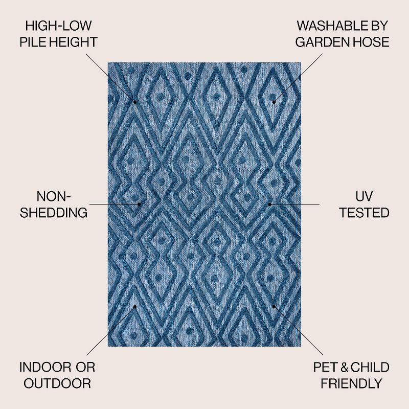 5'x8' Balansat Moroccan Diamond Indoor/Outdoor Area Rug, Navy - JONATHAN Y