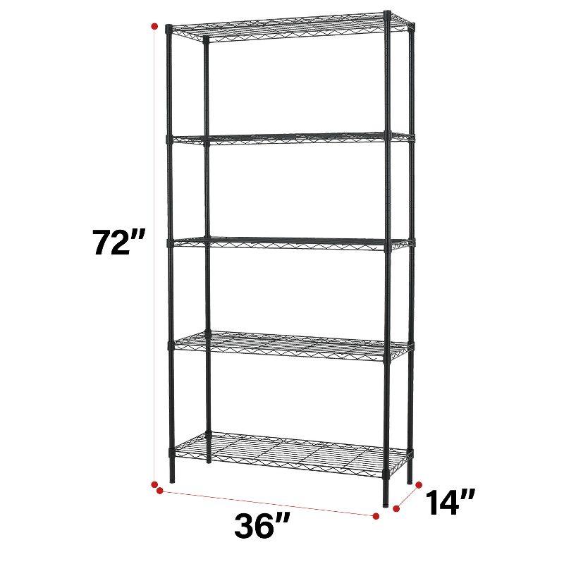 FDW 5-Shelf Adjustable Layer Rack Commercial Strong Steel for Restaurant Garage Kitchen