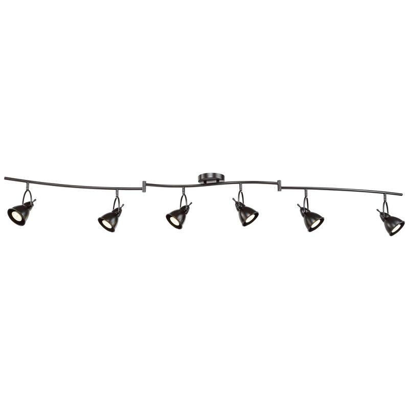 Pro Track Thorndale 6-Head LED Ceiling Track Light Fixture Kit Spot Light GU10 Brown Bronze Finish Metal Farmhouse Rustic Kitchen Bathroom 68" Wide