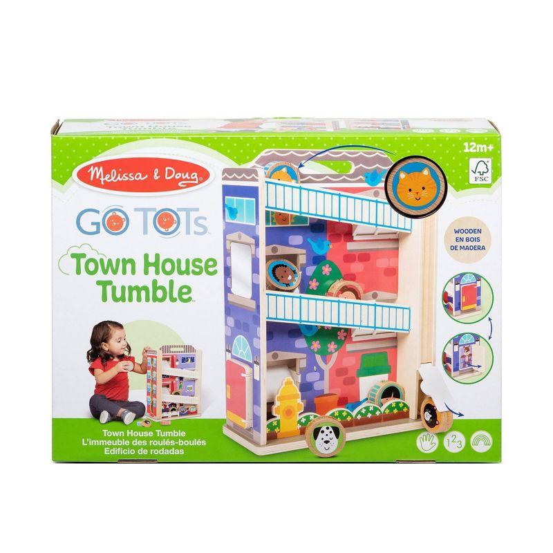 Colorful Wooden Town House Tumble Playset with Disks