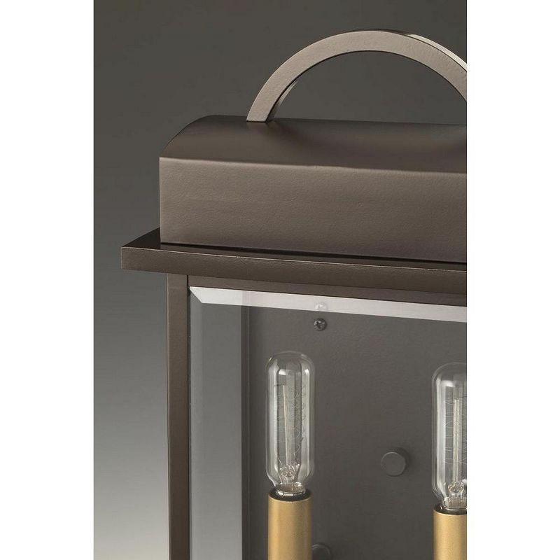 Progress Lighting Santee 2-Light Outdoor Wall Lantern in Black Steel with Beveled Glass Shade