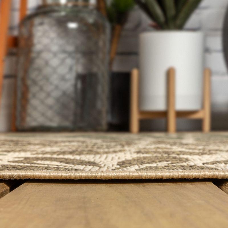 3'x5' Zinnia Modern Floral Textured Weave Indoor/Outdoor Area Rug, Sage/Brown - JONATHAN Y