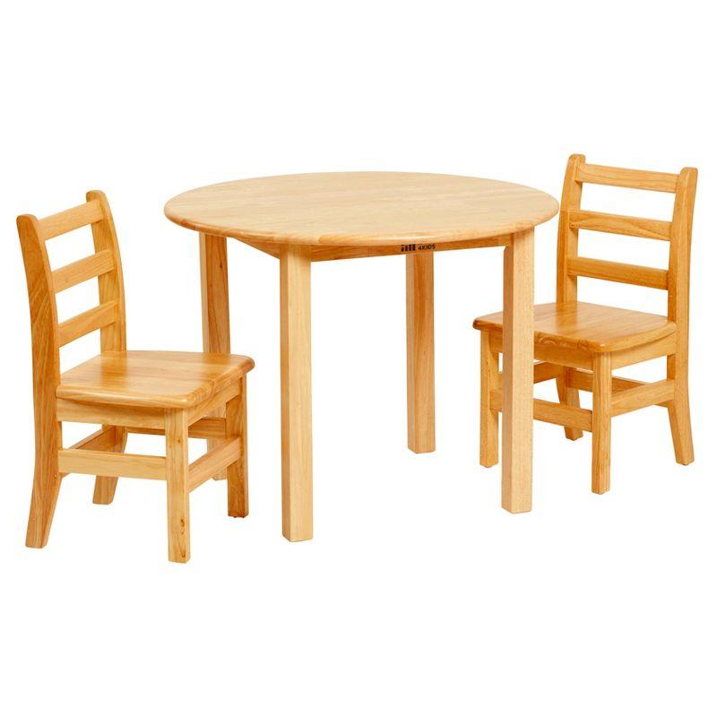 ECR4Kids 30in D Round Hardwood Table and Chair Set, 12in Seat Height, Kids Furniture