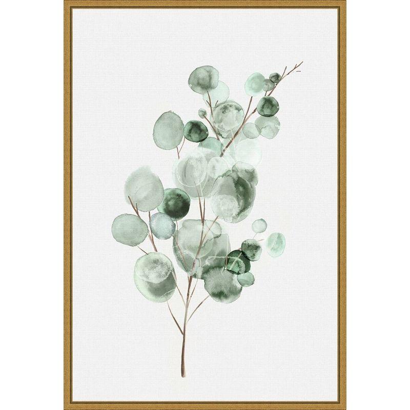 16" x 23" Gold Framed Green Eucalyptus Canvas Wall Art