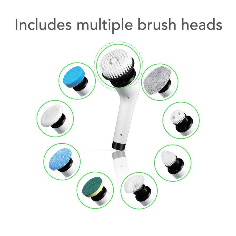 White Wireless Electric Spin Scrubber with 9 Brush Heads