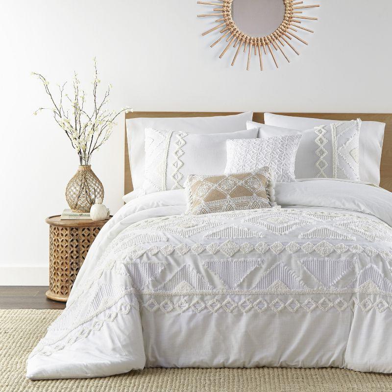 Cream and White Cotton Jacquard Duvet Cover Set