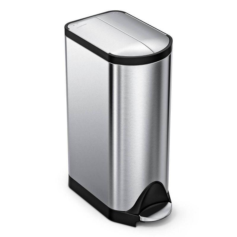 simplehuman Butterfly Lid Kitchen Step Trash Can, Brushed Stainless Steel