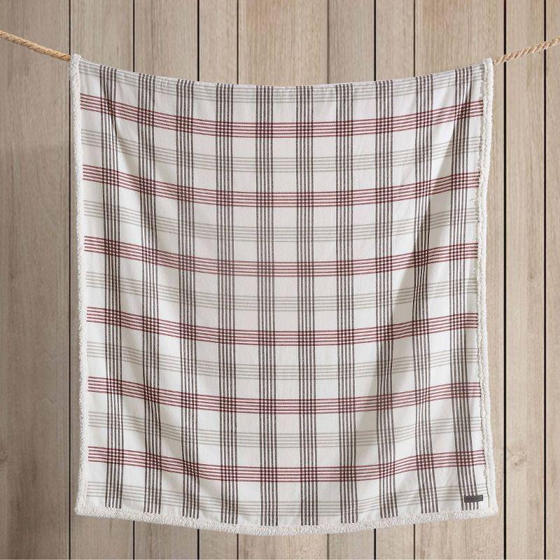 Union Bay Plaid Reversible Sherpa & Fleece Throw - Red 50"x60"