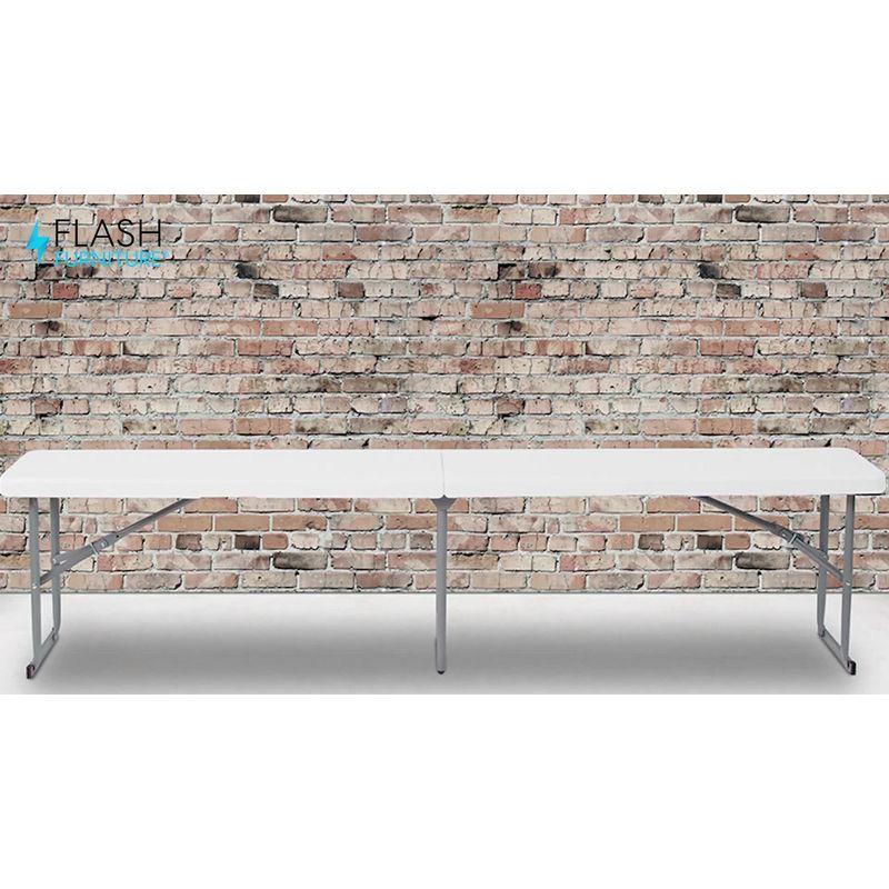 Flash Furniture 10.25''W x 71''L Bi-Fold Granite White Plastic Bench with Carrying Handle