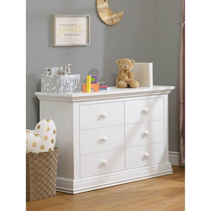 Cottage Charm White Double Dresser with 6 Dovetail Drawers
