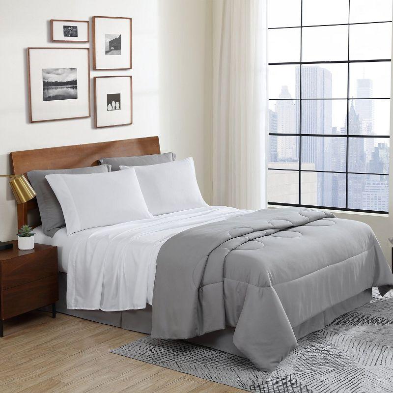 Swift Home | 8-Piece Ultra Soft Solid Bed-In-A-Bag Bedding Set Indigo Full