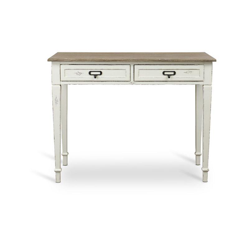 Dauphine Traditional French Accent Writing Desk White/Light Brown - Baxton Studio: Farmhouse Style, Storage Shelf