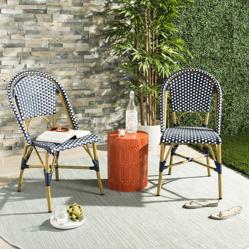 Salcha Side Chair (Set Of 2) - Indoor/Outdoor - FOX5210 - Blue/White - Safavieh