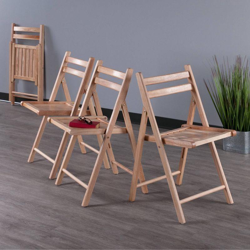 4pc Folding Chairs - Winsome: Hardwood Frame, No Assembly, Spot Clean, Max Weight 175lbs