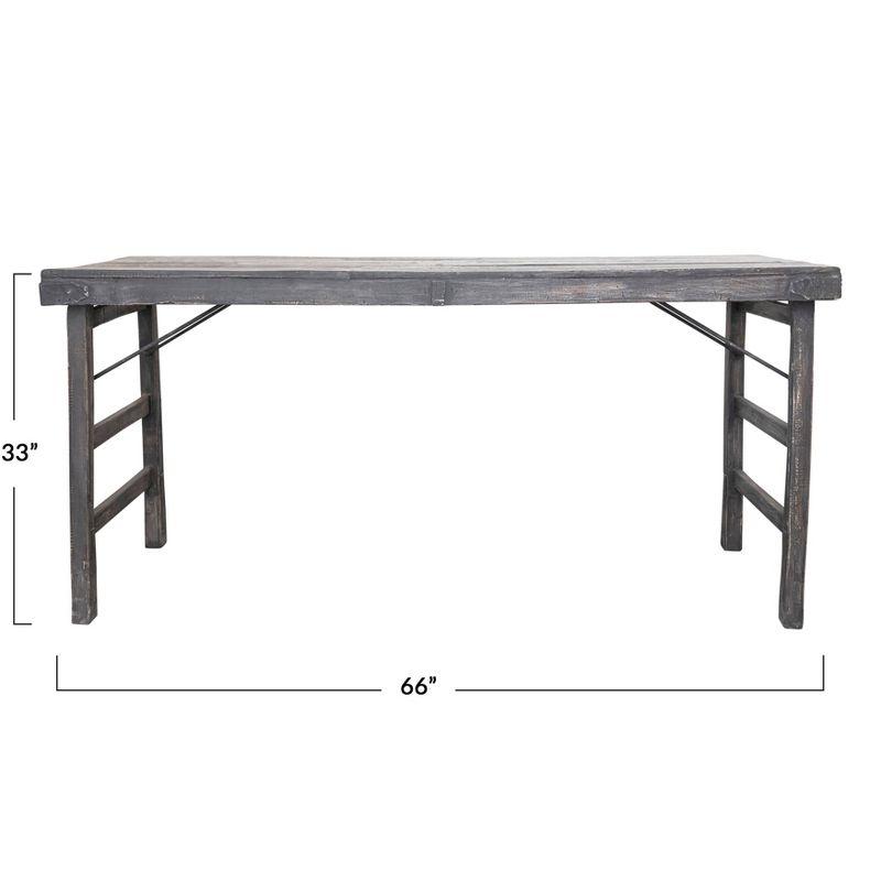 Storied Home Reclaimed Wood Long Folding Table Distressed Blackwashed: Rustic, No Assembly, 275lb Capacity