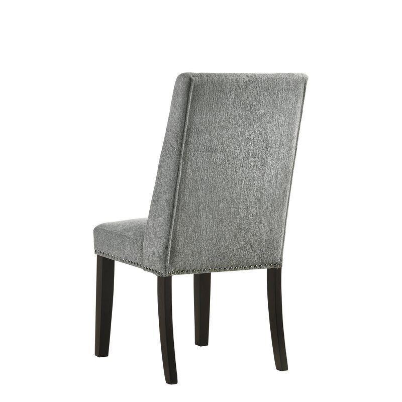 Espresso Wood & Charcoal Velvet High-Back Side Chair, Set of 2