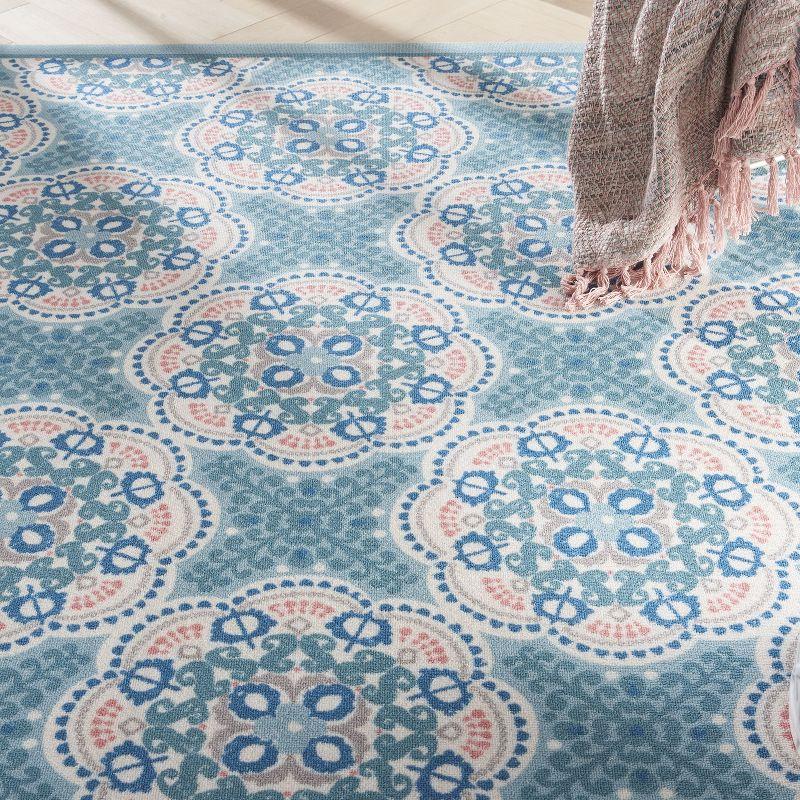 Floral Blue Outdoor Area Rug