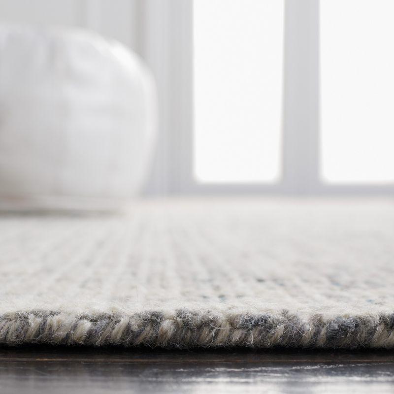 Ivory and Gray Abstract Handmade Wool Area Rug