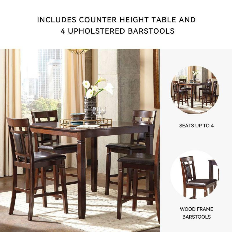 Bennox Counter Height Dining Table Set Brown: Faux Leather Stools, 5-Piece - Signature Design by Ashley