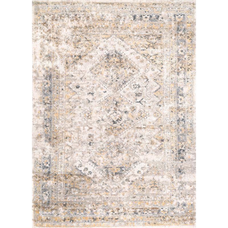 Gold and Gray Medallion 4' x 6' Synthetic Area Rug