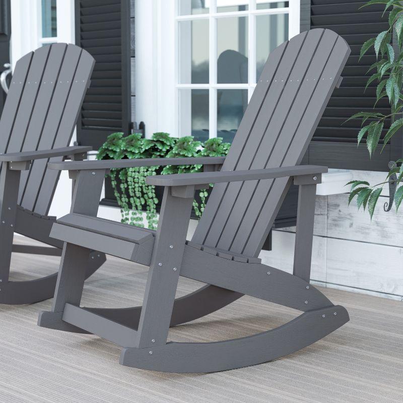 Savannah Light Gray Poly Resin Rocking Adirondack Chair