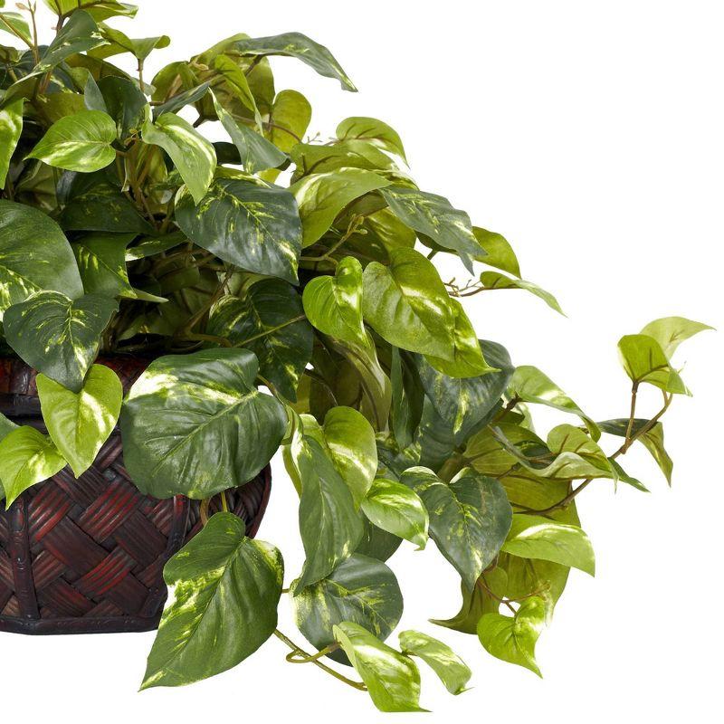 15" x 29" Artificial Pothos Plant in Decorative Vase - Nearly Natural: Lifelike Foliage, Indoor Display