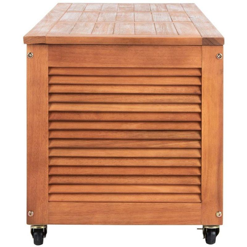 Elina 47.2 Inch Natural Wood Outdoor Deck Box with Wheels