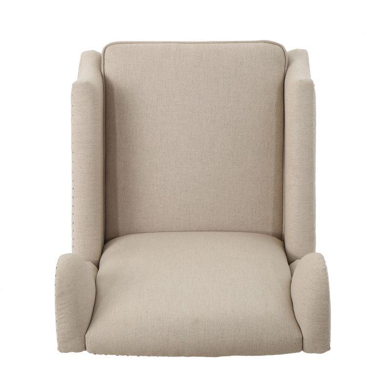 GDFStudio Weyland Contemporary Fabric Wingback Pushback Recliner with Nailhead Accents, Wheat