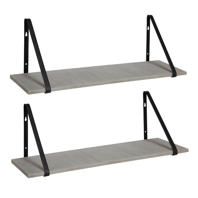 27.5" x 8.2" 2pk Soloman Wooden Shelf Set with Brackets - Kate & Laurel All Things Decor