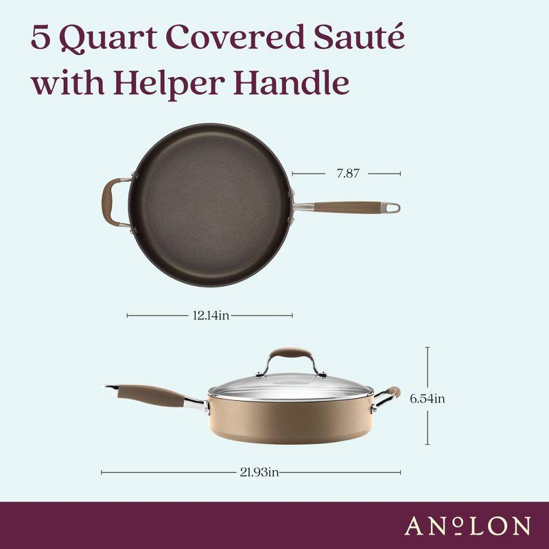 Anolon Anolon Advanced Home Hard Anodized Nonstick Sauté Pan with Helper Handle and Lid, 5 Quart