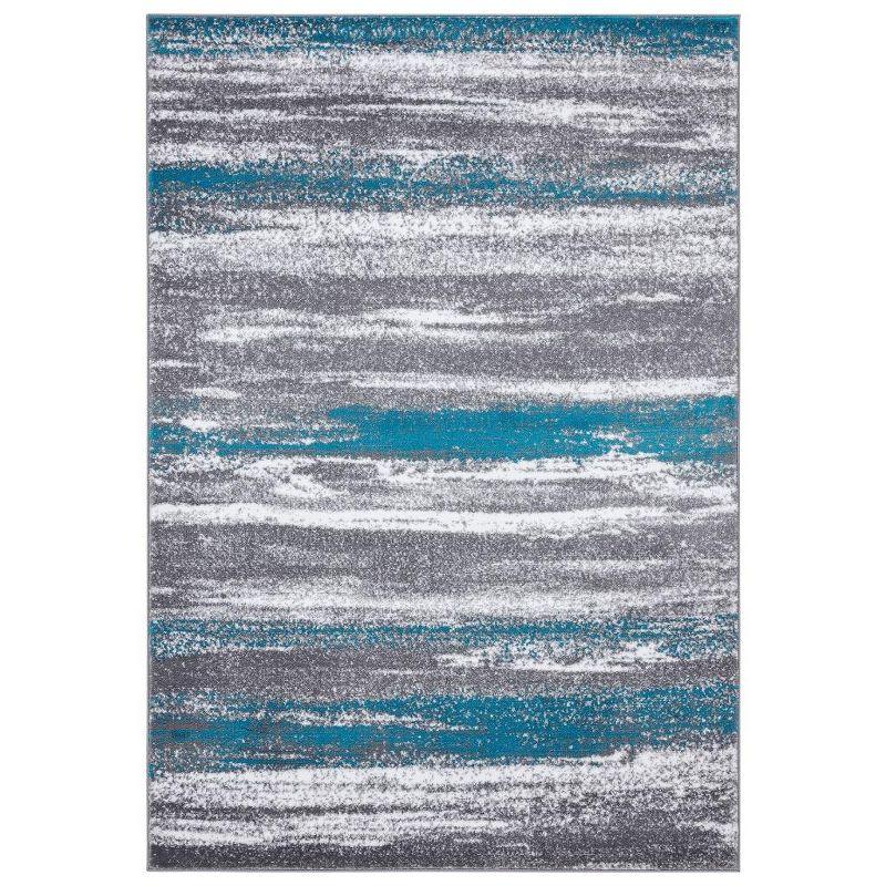 Turquoise and Gray Abstract 6' x 9' Synthetic Area Rug