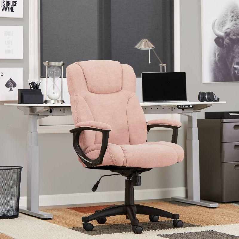 Pink Microfiber High Back Swivel Executive Chair with Fixed Arms