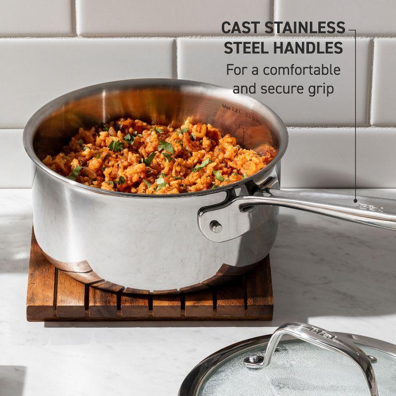 T-fal Pro Tri-Ply Stainless Steel Cookware, 8 inch Frypan, Silver