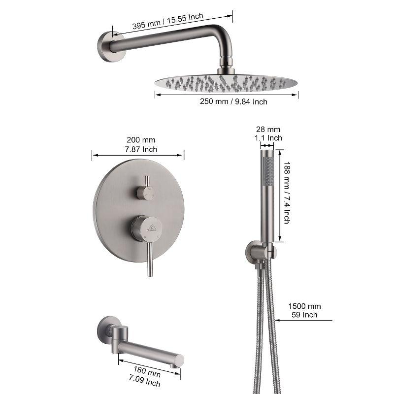 Luxury Wall-Mounted 3-Function Shower System Solid Brass Mixer Valve, 1.8 GPM Flow & Dual Showerheads with Rough-in Valve