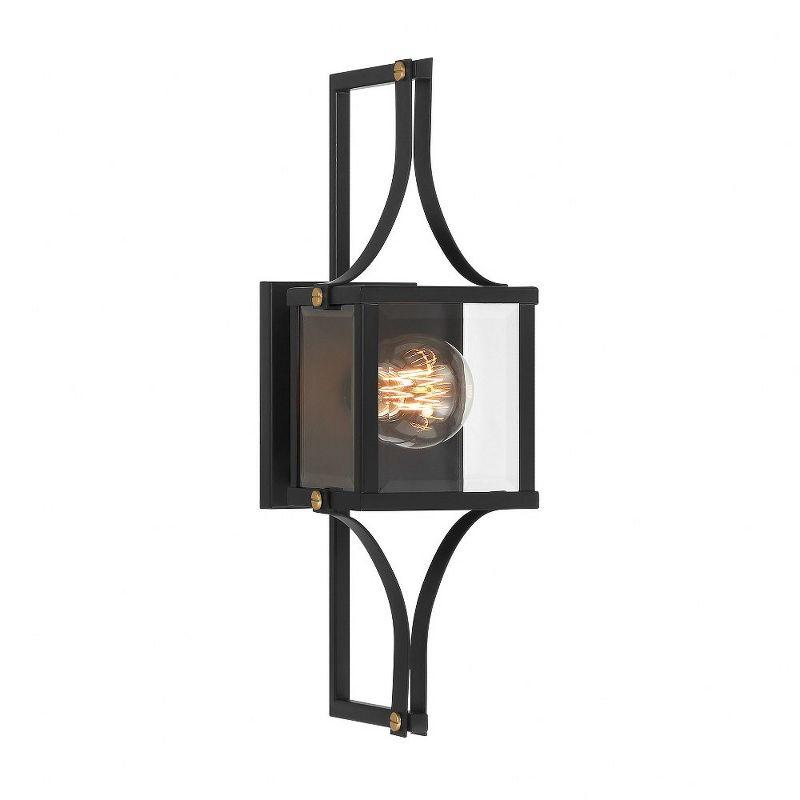 Matte Black and Brass Dimmable Lantern Sconce