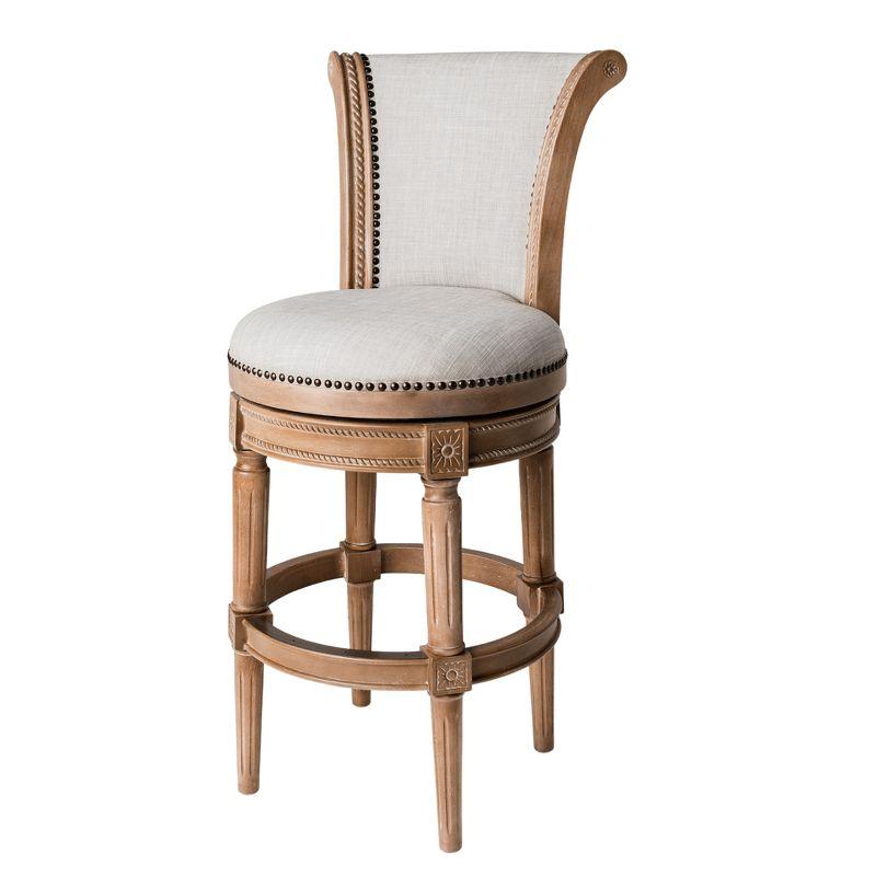 Weathered Oak Swivel Bar Stool with Leather Upholstery