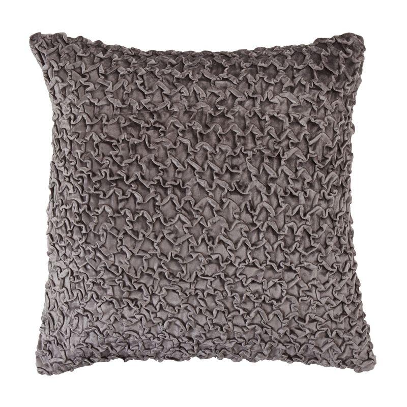 Slate Smocked Velvet Throw Pillow Cover, 20 in