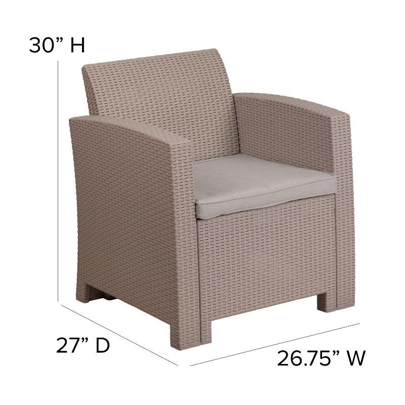 Flash Furniture Faux Rattan Chair with All-Weather Cushion